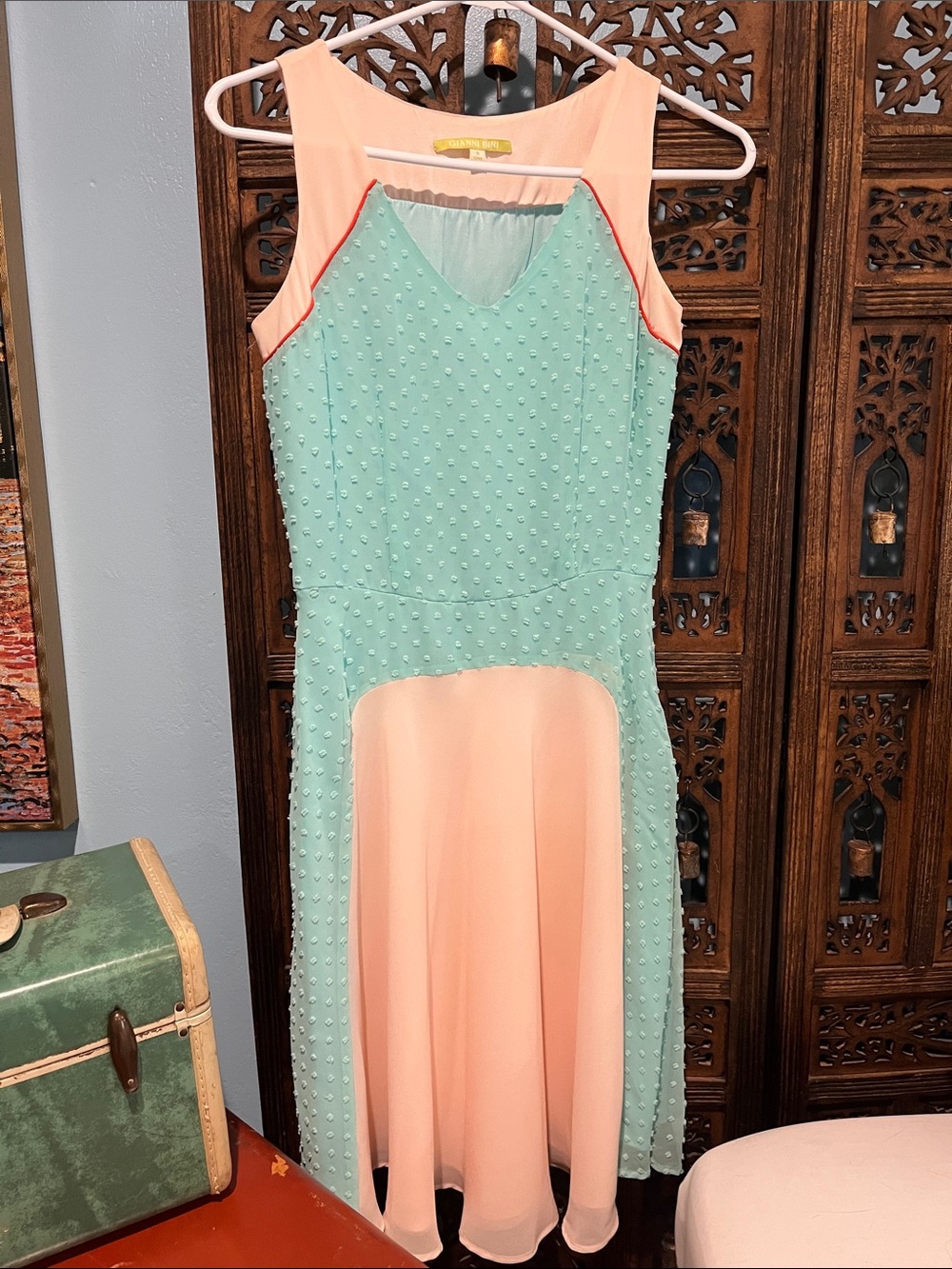 Gianni Bini Pastel Mint & Cream Sleeveless Fit-and-Flare Dress